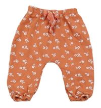 Korálové baggy tepláky s kvetinami