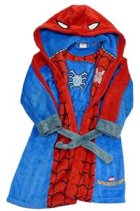 Modro-červený chlpatý župan s kapucí - Spider-man Tu