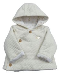 Smetanový bavlněný zateplený kabátek s kapucňou