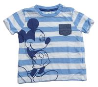 Modro-biele pruhované tričko s Mickeym zn. Disney