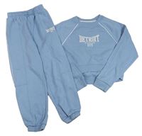 2set - Světlemodrá crop mikina s nápisem + tepláky Primark