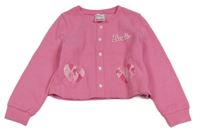 Růžová žebrovaná crop mikina Barbie PatPat