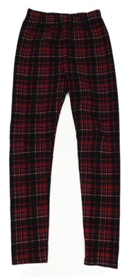 Černo-červeno-bílé kostkované legíny Shein