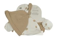 Nové - 4set - Béžová čepice + bílá čepice  + bílé rukavice + béžové rukavice 