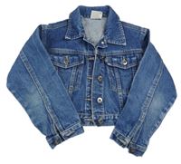 Modrá rifľová crop bunda