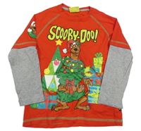 Červeno-sivé vianočné tričko so ScoobyDoo Primark