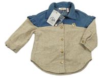 Nové - Béžovo-modrá vlnená blúzka GB baby