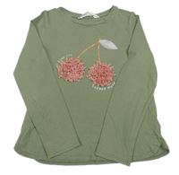 Khaki triko s třešničkami H&M