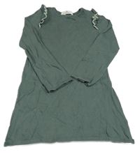 Khaki svetrové šaty s volánikmi H&M