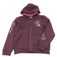 Slivková prepínaci mikina s motýly a kapucňou Kids