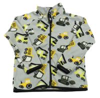 Šedá fleecová propínací mikina s auty Kiki&Koko