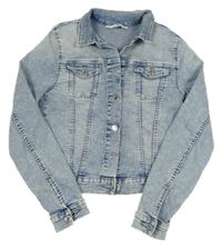 Svetlomodrá rifľová crop bunda H&M