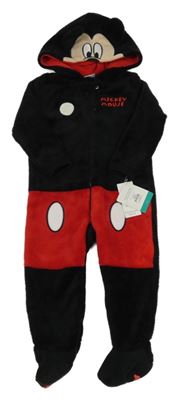 Nové - Černo-červená chlupatá kombinéza s kapucí - Mickey Disney