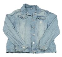 Svetlomodrá rifľová bunda s vyšúchaním Tu