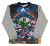 Nové - Šedo-tmavomodré pyžamové triko s hrdiny 