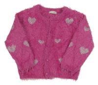 Ružový chlpatý prepínaci sveter so srdiečkami Piaza Italia