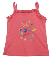 Zářivě růžový top s obrázky a volánkem Sergent Mayor 