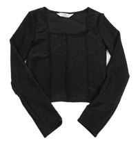 Černá třpytivá crop halenka H&M