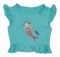 Tyrkysové UV crop tričko s mořskou pannou