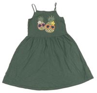 Khaki bavlnené šaty s ananásmi C&A