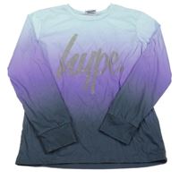 Šedo-fialovo-světlemodré triko s logem Hype