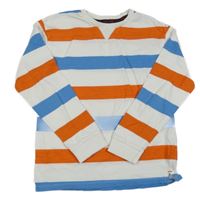Bielo-modro-oranžové pruhované tričko Primark