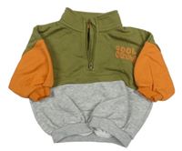 Kaki-sivo-oranžová oversize mikina s nápisom George