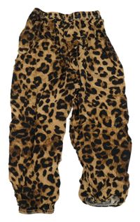 Čierno-béžové leopardí háremové nohavice