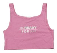 Ružový crop top s nápisom Zara