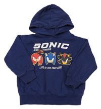 Tmavomodrá mikina so Sonicem a kapucňou H&M