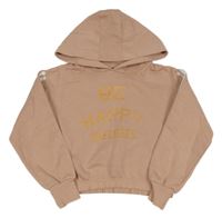 Světlerůžová crop mikina s nápisem a kapucí Skechers 