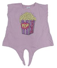 Světlerůžové crop tričko s popcornem s flitry F&F