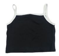 Čierno-biely rebrovaný crop top H&M
