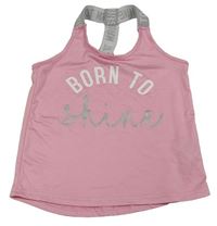 Světlerůžovo/šedý športový top s nápismi PRIMARK