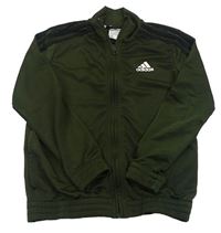 Tmavokhaki propínací sportovní mikina Adidas