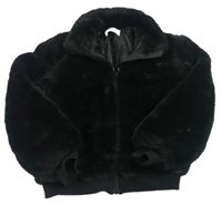 Černý kožešinový podšitý crop bomber H&M
