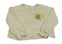 Smetanové oversize crop mikinotriko so slniečkom H&M