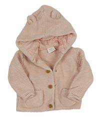 Svetloružový prepínaci sveter s kapucňou s uškami zn. Next