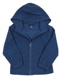 Tmavomodrá melírovaná fleecová prepínaci mikina s kapucňou ANDY&EVAN