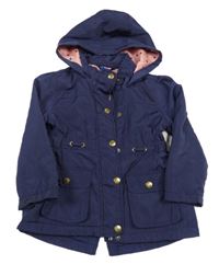 Tmavomodrá šusťáková pod/zimní parka s kapucí F&F