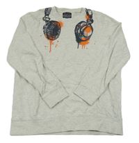 Světlešedá melírovaná mikina se sluchátky C&A