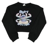 Černé crop miknotriko so Stitchem TERRANOVA