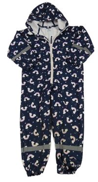 Tmavomodrá softshellová kombinéza s duhami a kapucí Kiki&Koko