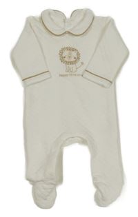 Bílá prošívaná vyteplená kombinéza se lvíčkem a límečkem Matalan