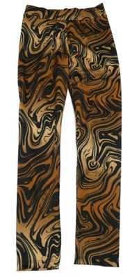 Hnědo-světlehnědo-černé vzorované sportovní legíny Matalan