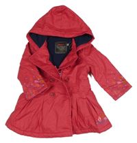 Červený zateplený kabát se vzorem a kapucí catimini