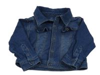 Tmavomodrá tepláková rifľová crop bunda s golierikom early days