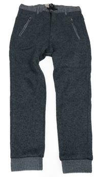 Tmavošedo-černé melírované cuff chino pletené kalhoty ZARA