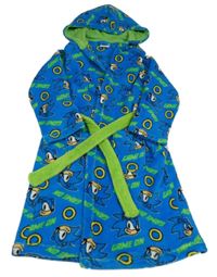 Modrý plyšový župan se Sonicem a kapucí 