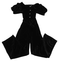 Černý lesklý sametový kalhotový overal s páskem ZARA